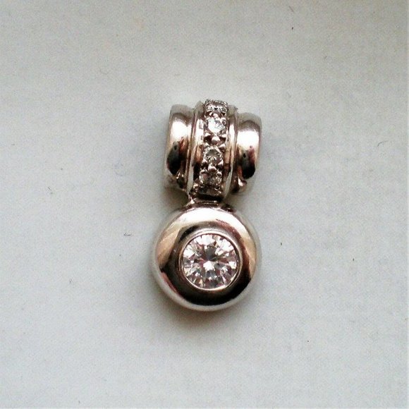 Vintage Italy Designer 14K White Gold 0.50CT Diamond Cluster Pendant Charm P - Picture 4 of 4